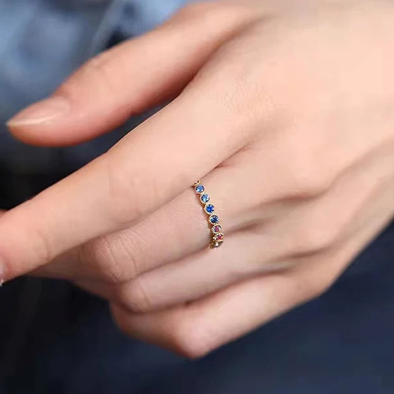 Huitan Anelli di promessa con zirconi cubici arcobaleno colorati per le donne Accessori da sposa alla moda di lusso color oro Gioielli per ragazza