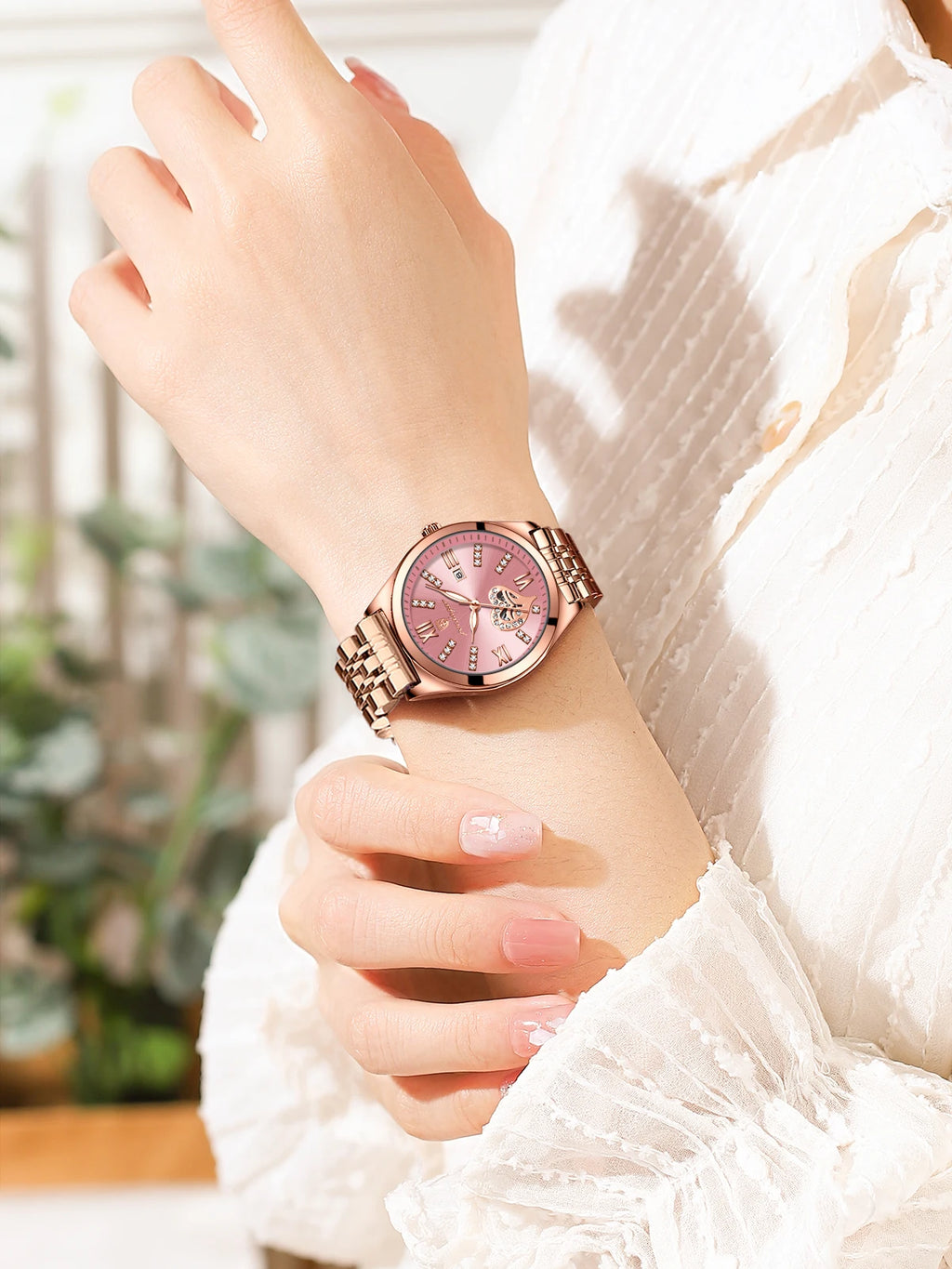 Orologi di lusso POEDAGAR per donna, impermeabili, luminosi, con datario, in acciaio inossidabile, casual, orologio da polso al quarzo da donna.
