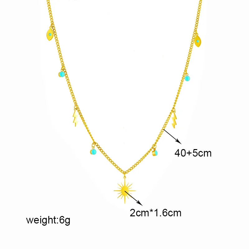 DIEYURO Collana con ciondolo occhi azzurri con serratura a forma di farfalla in acciaio inossidabile 316L per le donne Nuovi regali di gioielli con catena girocollo multistrato