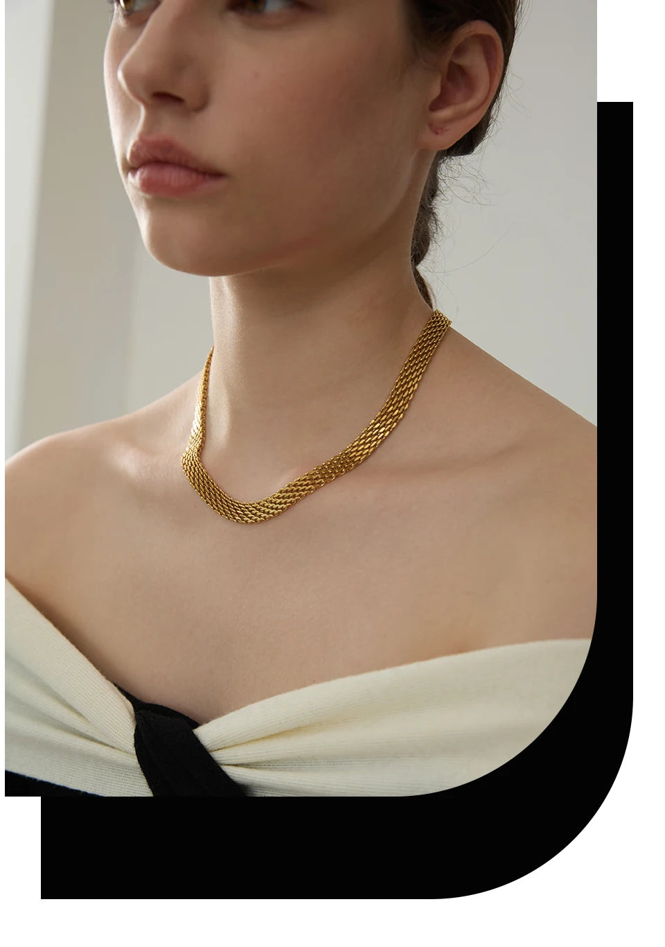 Yhpup Collana a collo largo con catena cubana in metallo impermeabile in acciaio inossidabile Colore oro argento Regalo di gioielli con texture alla moda