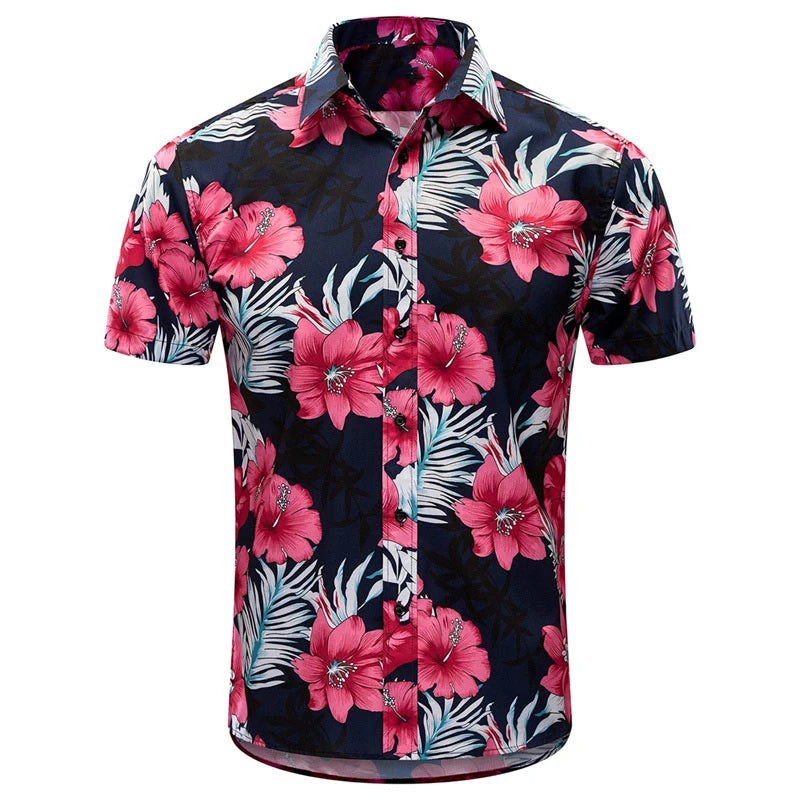 Camicia da uomo con risvolto estivo a maniche corte motivo hawaiano personalizzato stampa 3D lavoro casual quotidiano vacanza design confortevole