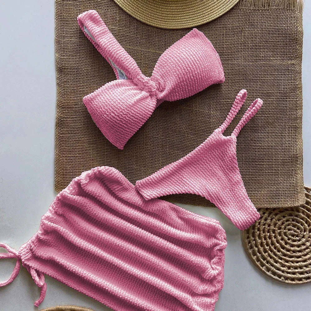 Sexy One-Shoulder-Bikini-Set für Damen mit Cut-Outs, hoher Taille, rückenfreier Badeanzug mit herausnehmbaren Polstern, Sommerstrandmode