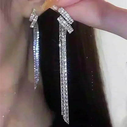 Nuova tendenza della moda Design unico Orecchini rettangolari eleganti e squisiti con zirconi per gioielli da donna Regali premium per feste di nozze