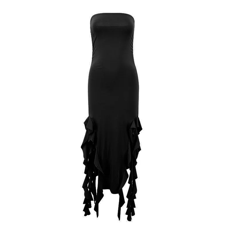 Women's Summer Sexy Dress New Summer Straight Shoulder Lace Dress With Jellyfish Stylish And Design DressFlouce