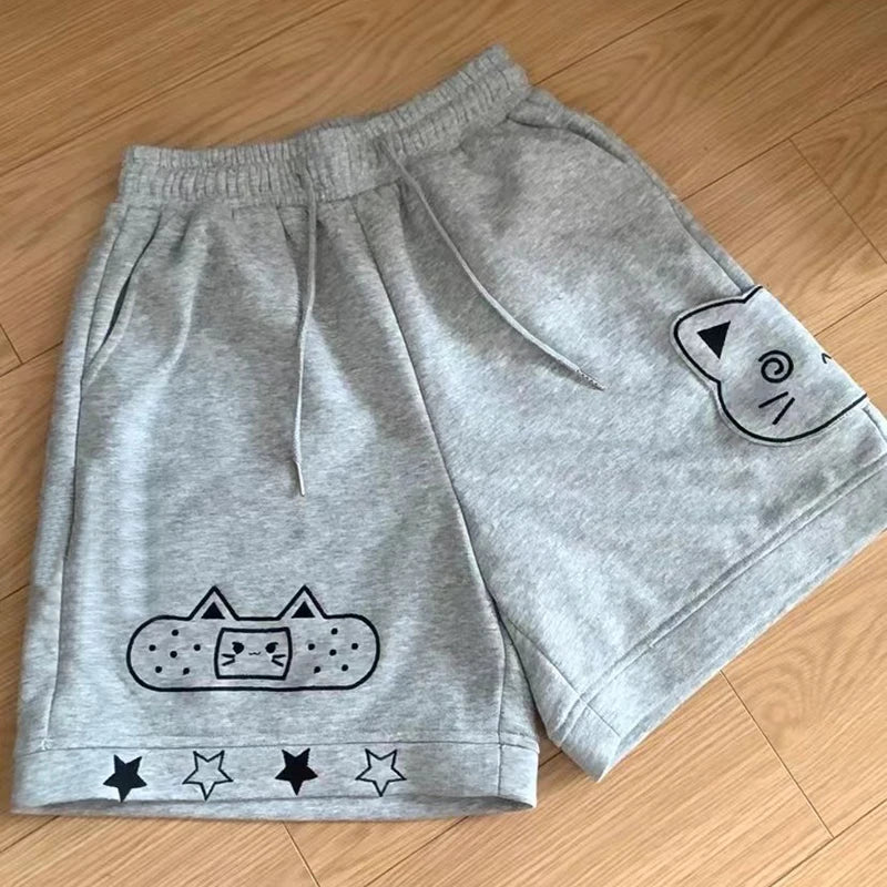 Pantaloncini Kawaii giapponesi da donna Pantaloni corti ricamati con gatto dolce Stile preppy Cute Anime Soft Girl Pantaloncini casual a gamba larga Nuovo