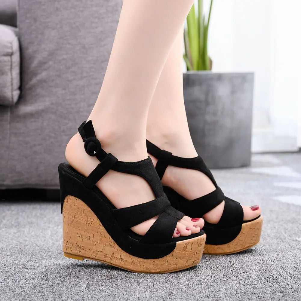 Sandali con plateau Summer Fashion Women Bohemia Style tacco alto bocca di pesce Peep Toe zeppe scarpe per le donne Sandalias De Mujer