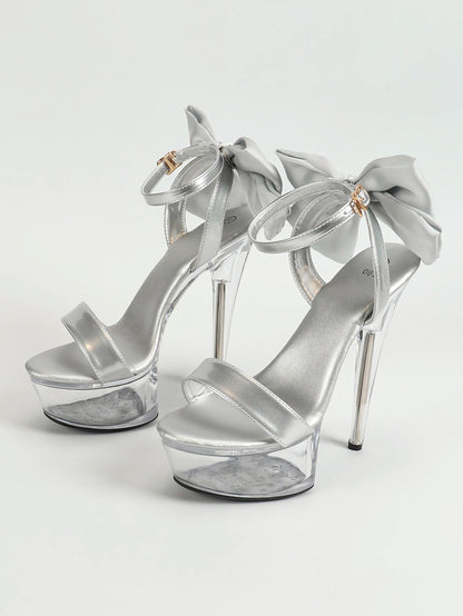 Summer Party Dress Shoes 15CM Stiletto Wedding Bride tacchi alti donna 2024 New Fashion Bow sandali con plateau di grandi dimensioni femalemuslimah
