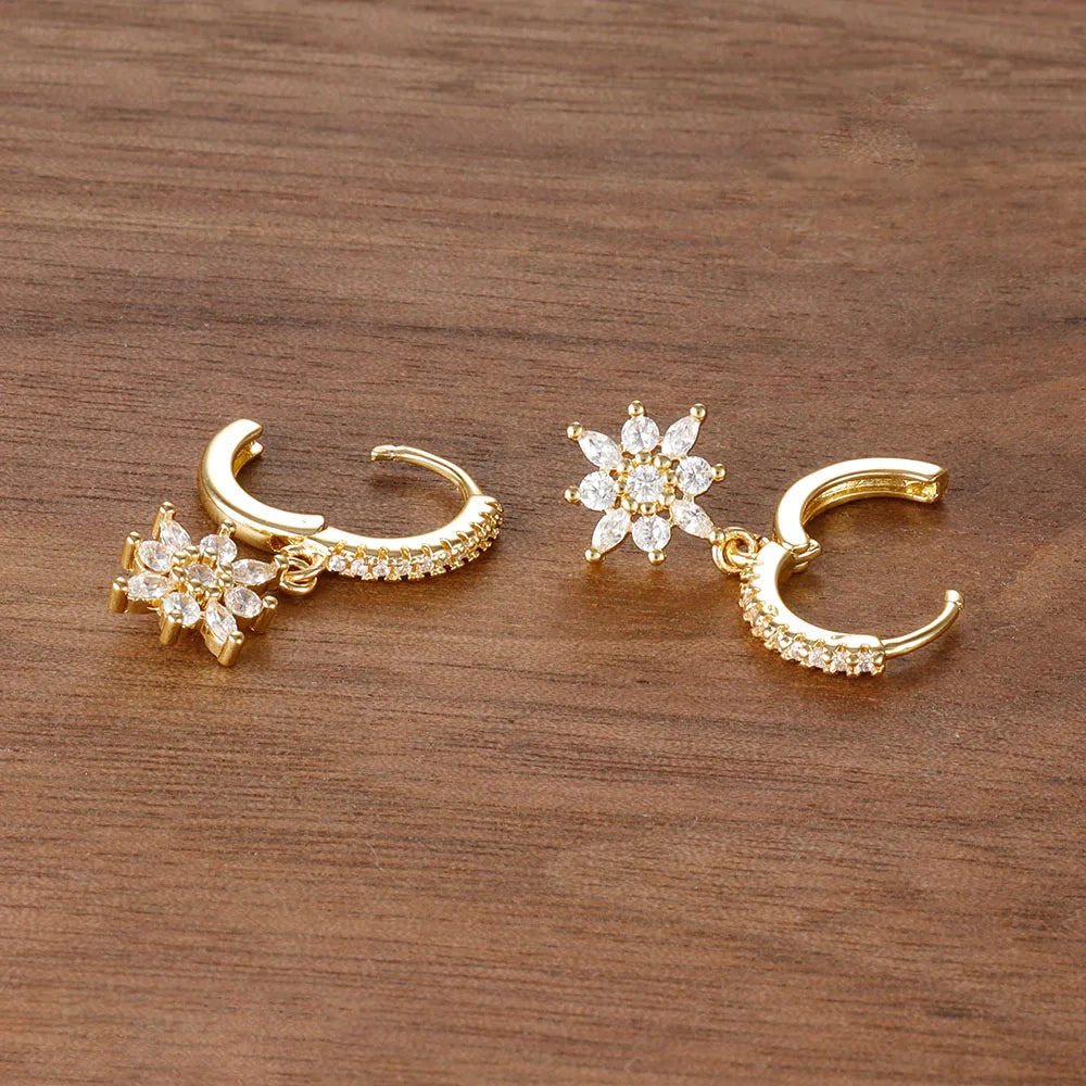 Orecchini pendenti a forma di stella in acciaio inossidabile di lusso per le donne Zirconi scintillanti Orecchini geometrici per piercing all'orecchio Gioielli di moda aretes