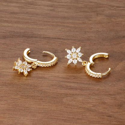 Orecchini pendenti a forma di stella in acciaio inossidabile di lusso per le donne Zirconi scintillanti Orecchini geometrici per piercing all'orecchio Gioielli di moda aretes