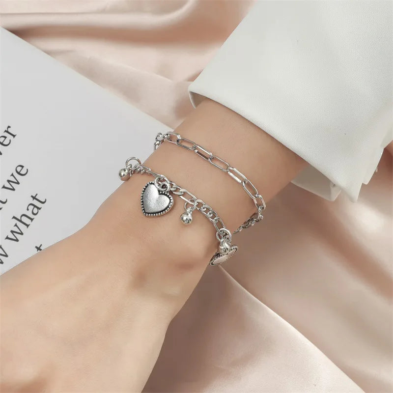 Bracciale d'amore con fagioli a sfera in acciaio multistrato di tendenza alla moda da donna, regali per viaggi, appuntamenti, banchetti, feste, festival