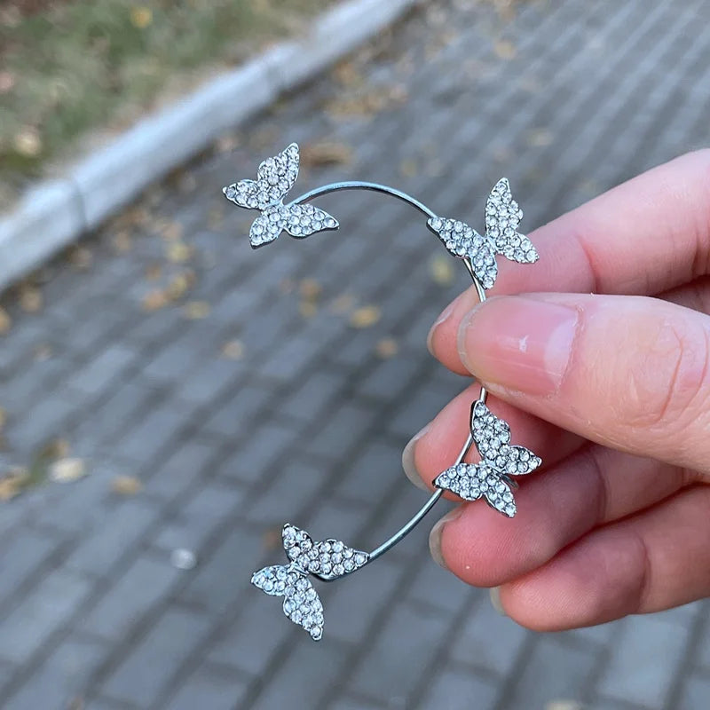 Clip per orecchio a farfalla in stile coreano senza piercing per le donne Orecchini a clip per polsino dell'orecchio con zirconi scintillanti Regali di gioielli per feste di nozze