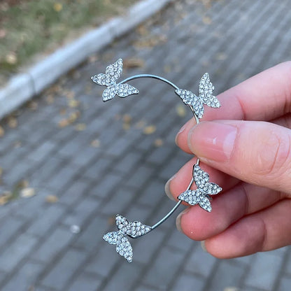 Clip per orecchio a farfalla in stile coreano senza piercing per le donne Orecchini a clip per polsino dell'orecchio con zirconi scintillanti Regali di gioielli per feste di nozze