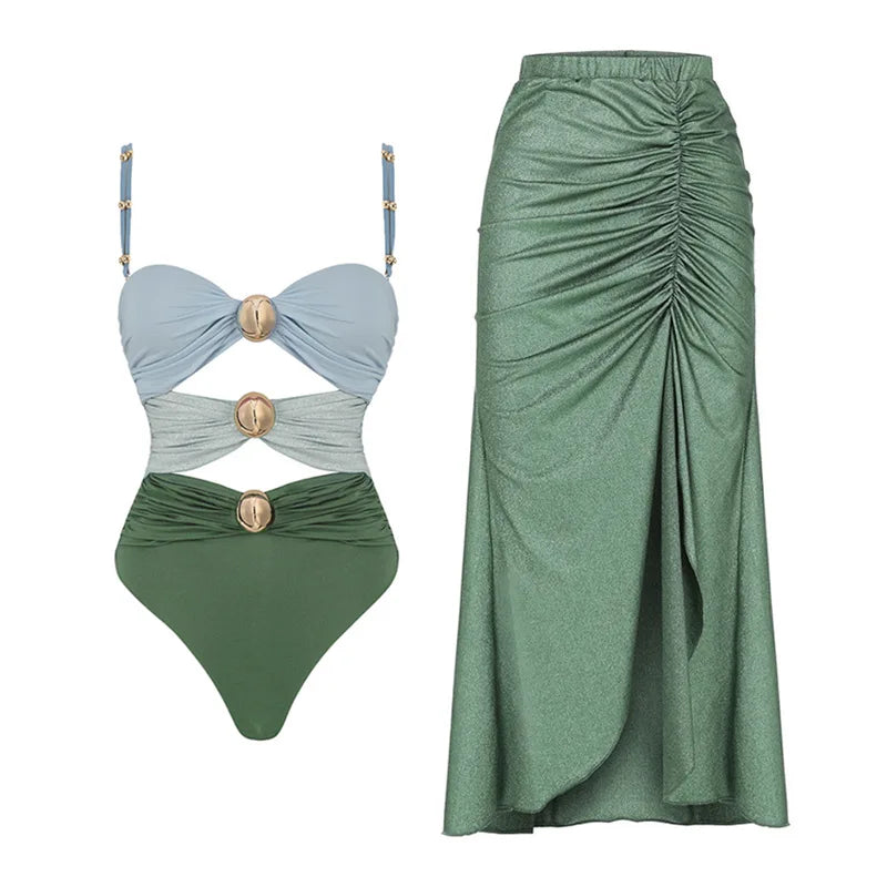 Costume da bagno floreale con stampa floreale con volant monospalla blu Set copricostume singolo micro monokini costumi da bagno sexy per ragazze Summer Beach