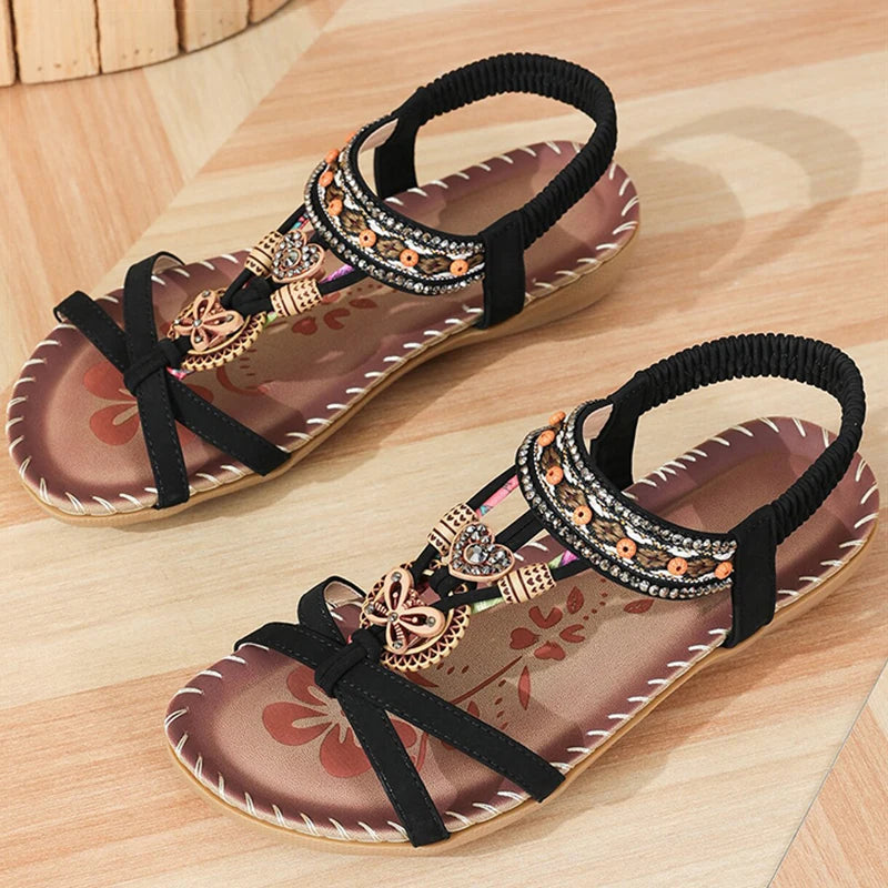 Sandali da donna Sandali estivi stile Boemia Donna Fondo morbido Sandali con tacco basso Scarpe da donna Scarpe antiscivolo Calzature estive