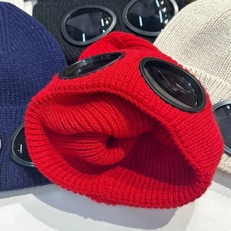 Berretto Invernale Unisex con Design per Occhiali, Protezione Antivento per le Orecchie, Cappello Caldo Lavorato a Maglia per Uomini e Donne, Sport all'Aperto
