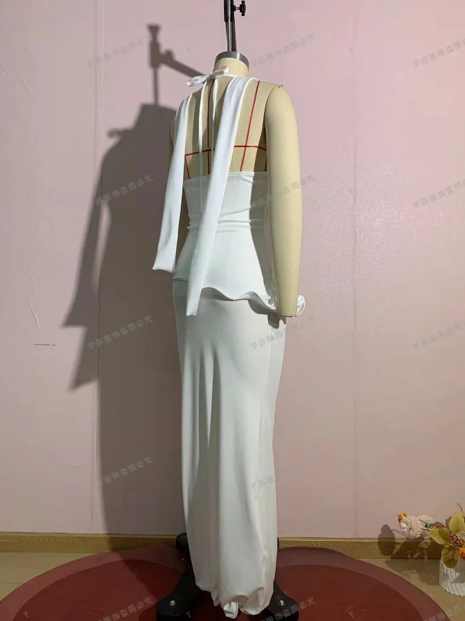 Abiti da donna Primavera 2026 Nuovi, con scollo all'americana, tinta unita, sexy, senza schienale, eleganti, dal taglio slim, che avvolgono i fianchi, lunghi