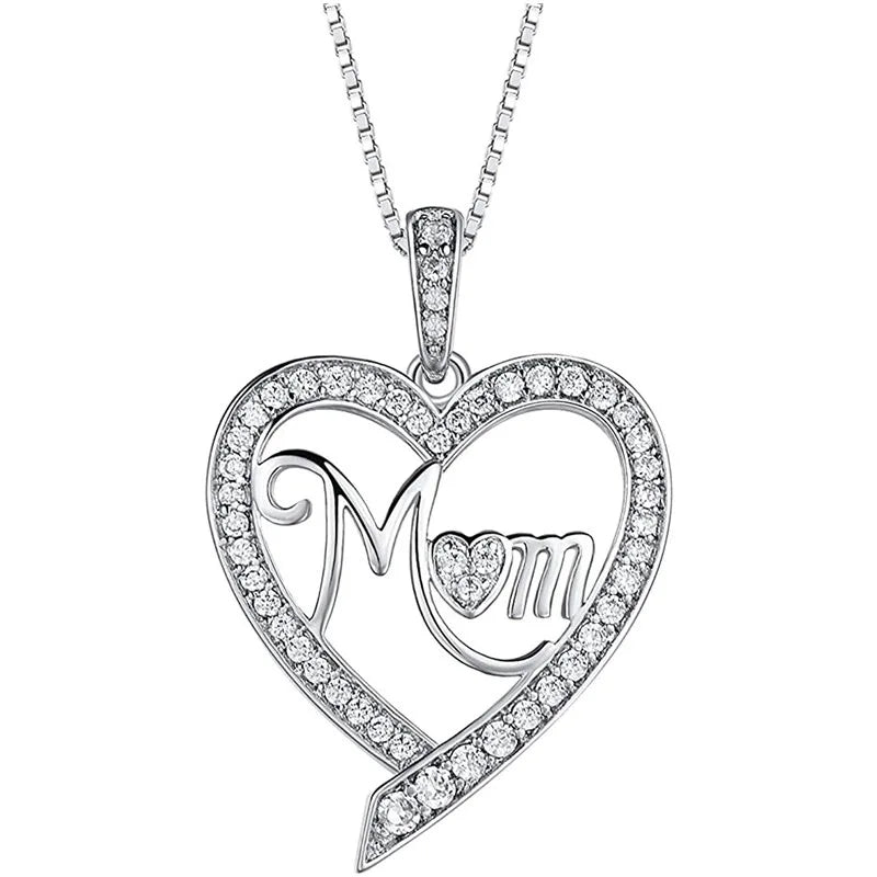 Collana con ciondolo a forma di cuore in stile elegante, design cavo, regalo per la festa della mamma, adatto ai migliori amici senza scatola