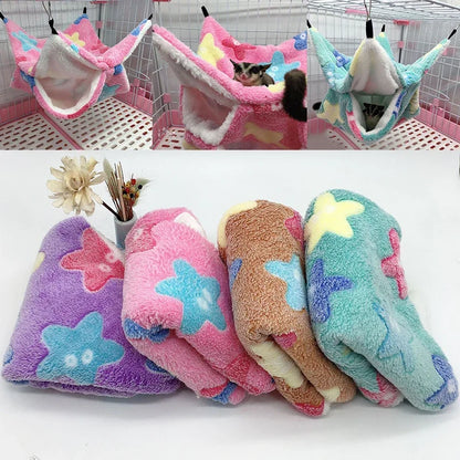 Amaca per ratti Letto caldo invernale in peluche doppio spessore per casa di criceti Sacco a pelo nido Letto per albero appeso Cavia Forniture per animali domestici