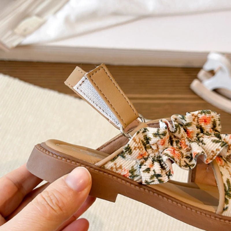 Kinder-Sommersandalen, modische Strand-Blumen-Sandalen, weiche Sohle, Prinzessinnenschuhe, Mädchenpantoffeln