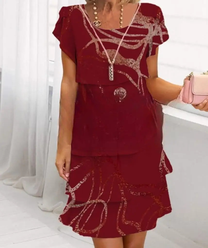 Abito longuette a maniche corte Befree da donna con volant larghi e grandi abiti casual floreali midi estivi grandi