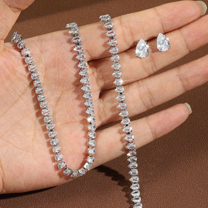 ZAKOL Gorgeous Buling AAA Clear Round Cubic Zirconia Collana da sposa Orecchini Set di gioielli da festa per le donne