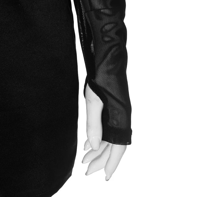 DSMTRC Donna Moda Collo alto Abito Maglia Manica lunga Mini abito Party Evening Club Abiti Sexy Cut-Out Corsetto Abiti aderenti