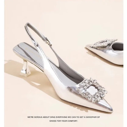 Damen Sandalen Sommer Damenschuhe Neu Spitze Zehenpartie Flache Schuhe Nude Rosa Diamanten Niedriger Absatz Slingback Schuhe Elegante Damenschuhe