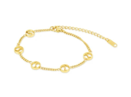 Bracciale a catena con ciondolo a forma di cuore o rotondo in acciaio inossidabile