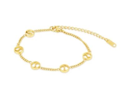 Bracciale a catena con ciondolo a forma di cuore o rotondo in acciaio inossidabile