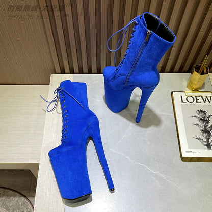 SeekMate Space and European and American Style Super High Heel 26cm Fashion Boots Super Sexy Stage Steel Pipe Boots Large Men an