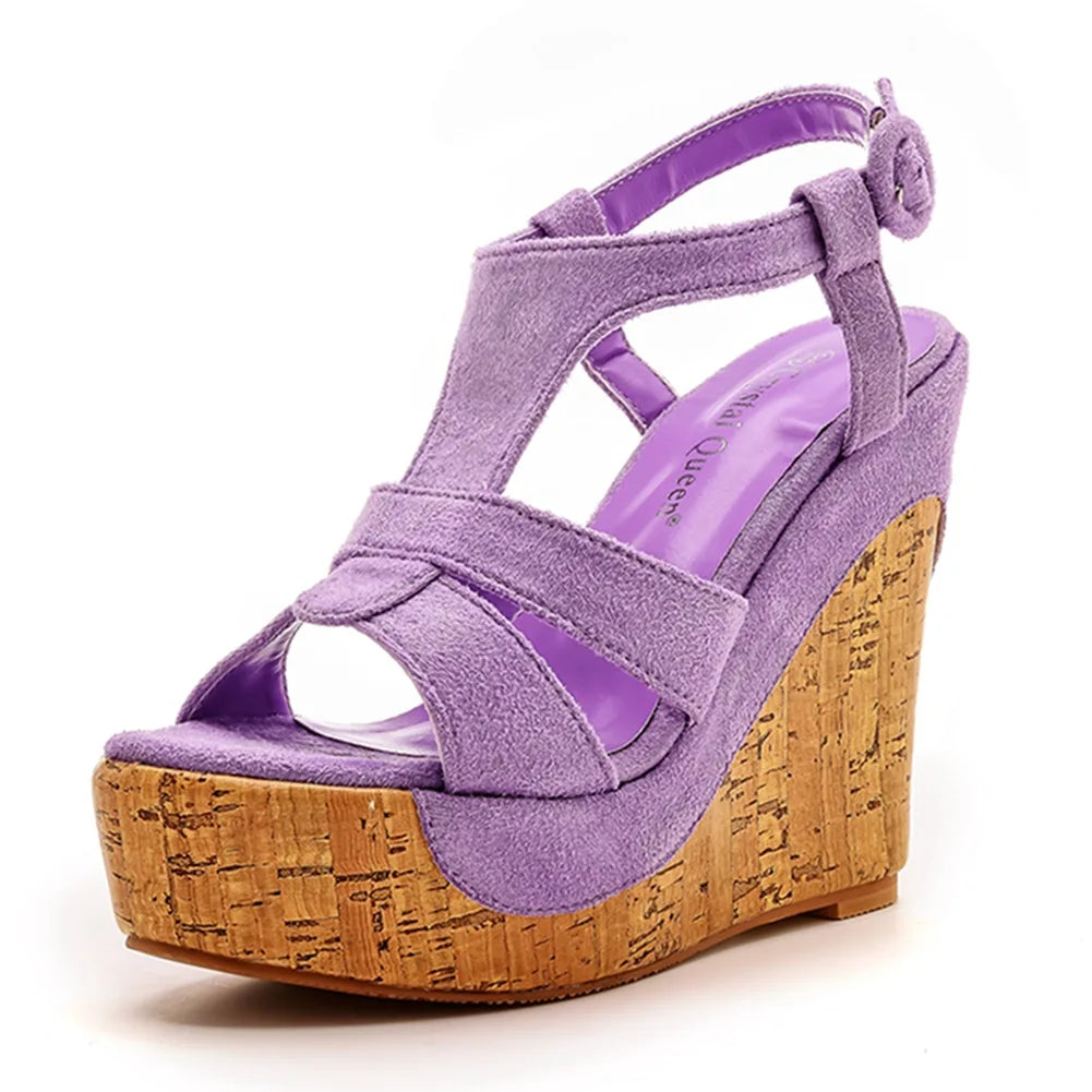 Sandali con plateau Summer Fashion Women Bohemia Style tacco alto bocca di pesce Peep Toe zeppe scarpe per le donne Sandalias De Mujer