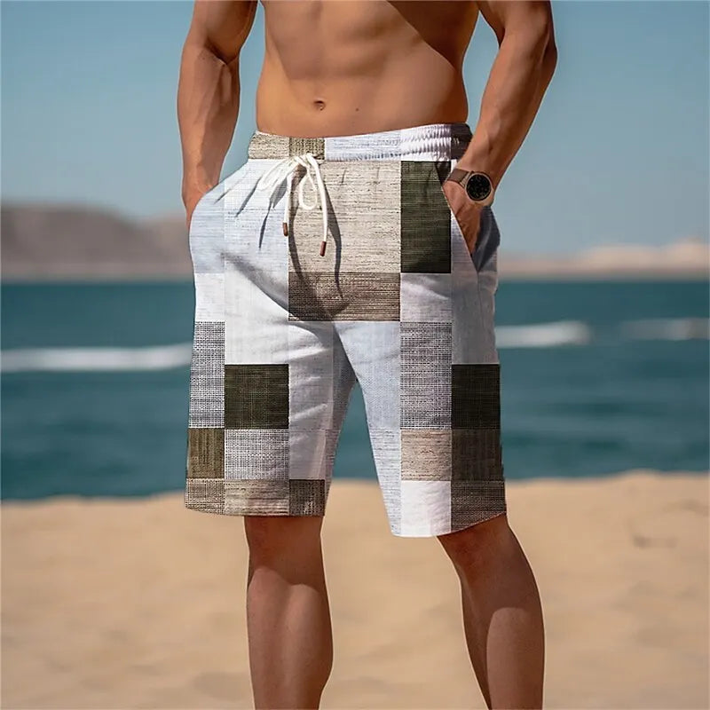 2025 Pantaloncini da spiaggia hawaiani estivi Vacanza Casual Stampa scozzese colorata Abbigliamento sportivo Tronchi ad asciugatura rapida Pantaloncini da ghiaccio Costume da bagno Hawaii