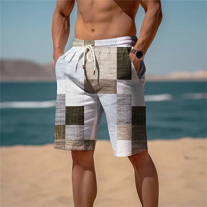 2025 Pantaloncini da spiaggia hawaiani estivi Vacanza Casual Stampa scozzese colorata Abbigliamento sportivo Tronchi ad asciugatura rapida Pantaloncini da ghiaccio Costume da bagno Hawaii