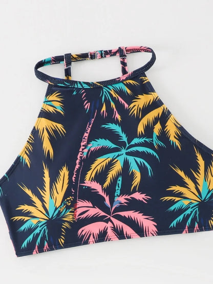 Costume da bagno bikini da donna 2026, nuovo set bikini con stampa albero di cocco, sexy, a vita alta, per l'estate e la spiaggia