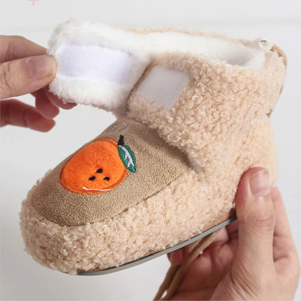 Scarpe da Passeggio per Neonati 0-1 Anno, Scarpe in Cotone con Suola Morbida e Chiusura a Velcro, Calde e Spesse, Stivali Invernali da Neve, Calzature per Neonati
