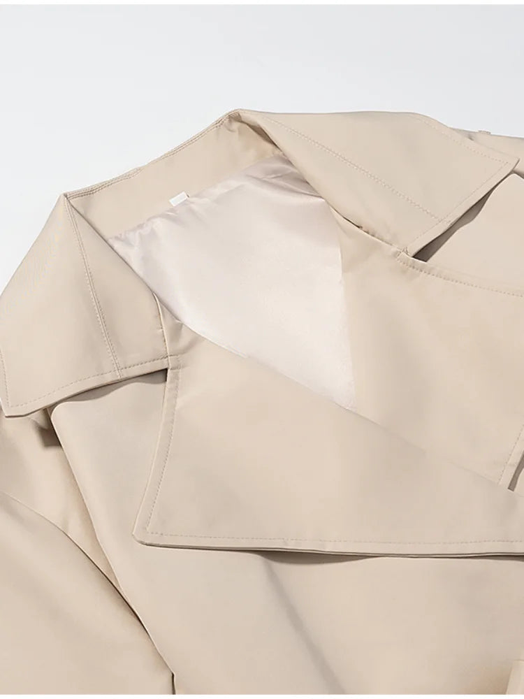 Trench lungo con lacci solido Moda donna Manica intera Risvolto monopetto Capispalla allentato Lady Autunno Cappotto Highstreet quotidiano