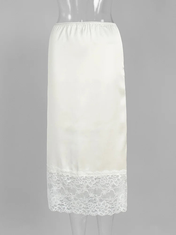 Tossy bianco casual gonna lunga in pizzo per le donne sottile a vita alta patchwork elegante abiti da pendolare estate 2025 maxi gonna femminile nuova