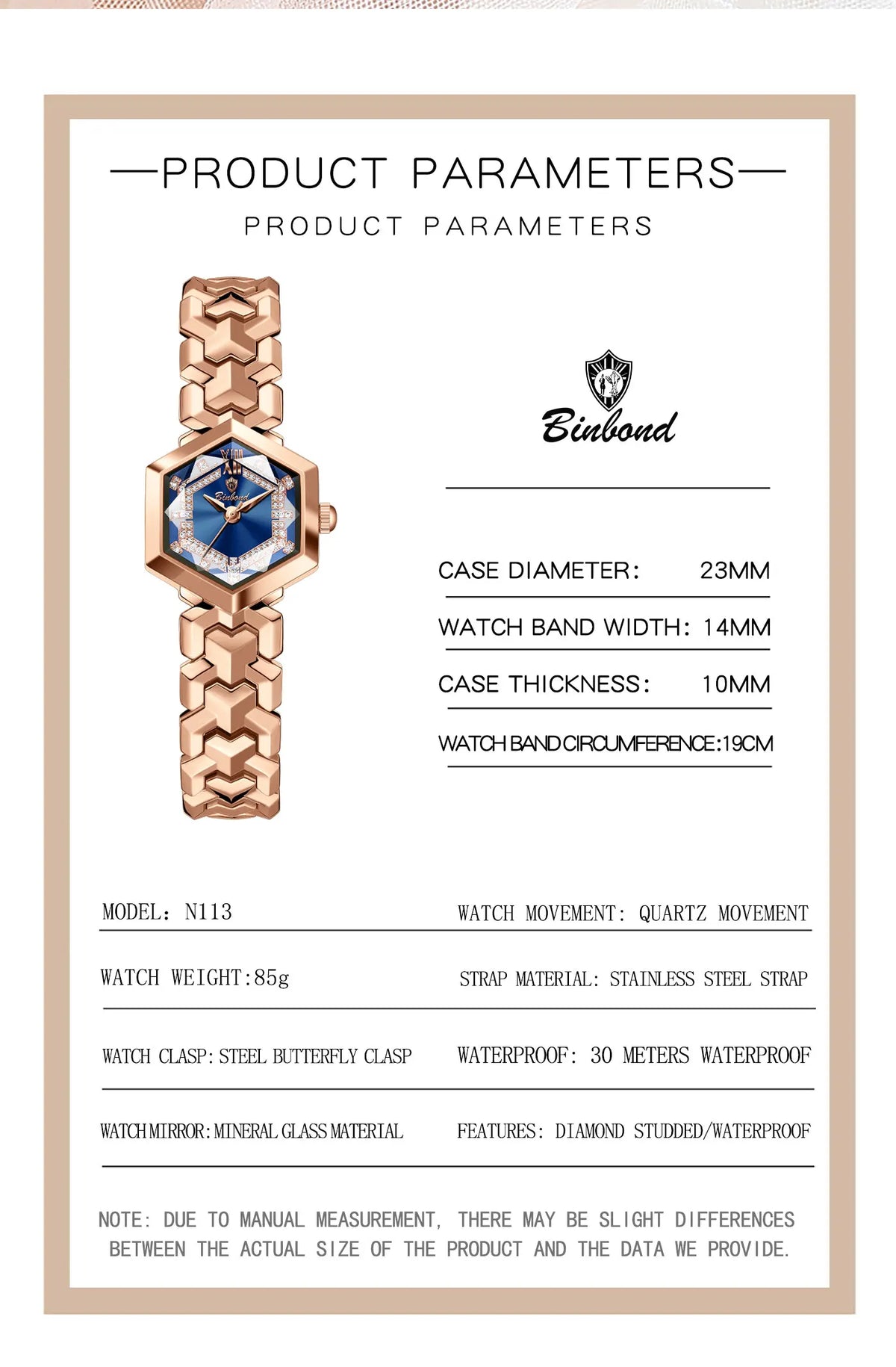 BINBOND Orologi da donna eleganti delle migliori marche Orologio da polso da donna con specchio a rombo alla moda Orologio al quarzo originale con quadrante con diamanti impermeabile