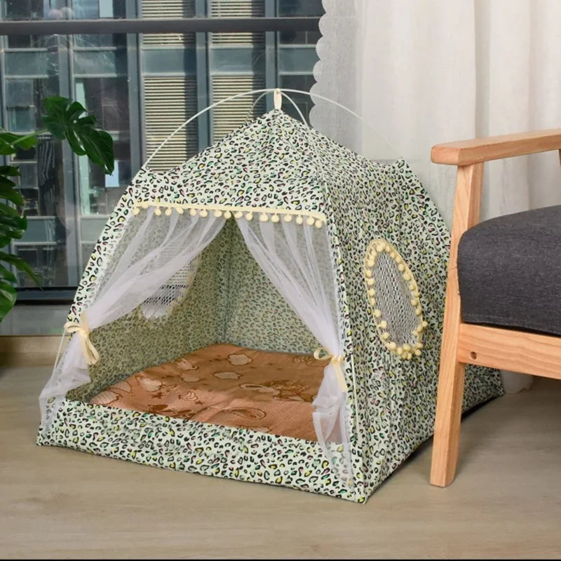 Tenda per gatti con fiori spezzati Tenda semi chiusa per celebrità Internet Nido universale per tutte le stagioni Forniture per animali domestici Nido estivo per cani e gatti