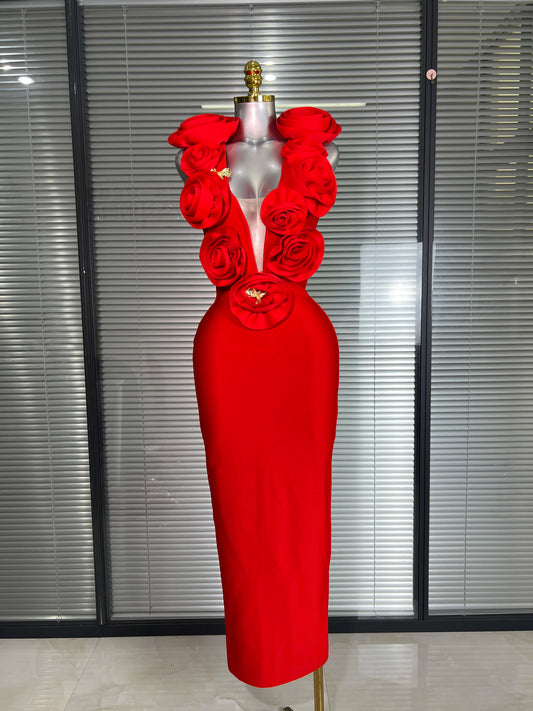 Nouvelles Femmes Été Sexy Rouge Noir Fleur Tank Longue Robe Bandage Moulante Robe De Soirée D'anniversaire De Célébrité
