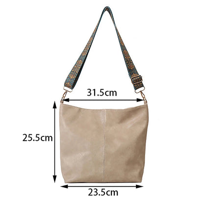 Borsa a tracolla larga con tracolla geometrica Borse a tracolla di grande capacità per donna, borsa da donna retrò in pelle PU per lo shopping e i viaggi