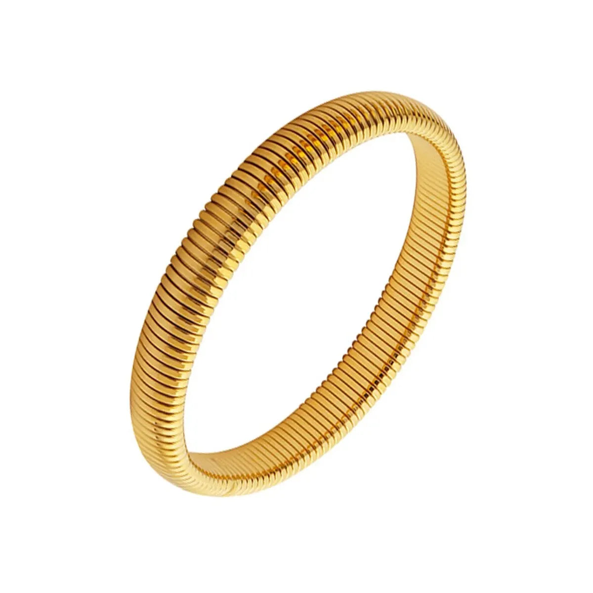 Bracciale in metallo spesso con elasticità retrò impermeabile in acciaio inossidabile placcato oro 18 carati tendenza moda gioielli unisex uomo donna