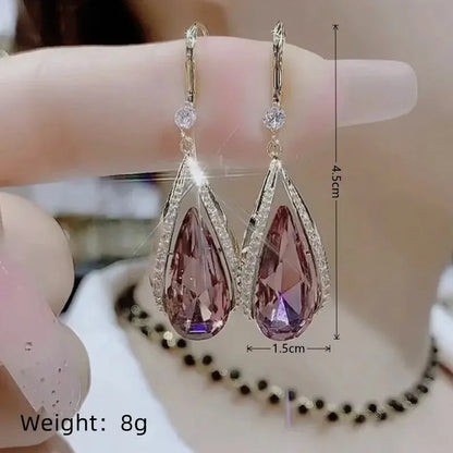 1 paio di orecchini di diamanti in vetro con perle d'imitazione d'amore in lega placcata oro di lusso leggero e vento freddo
