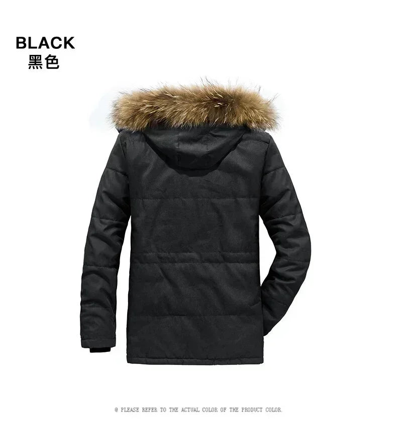 Parka solido Cappotto maschile Abbigliamento di grandi dimensioni Parka Giacca invernale da uomo all'aperto più giacche multitasche calde e spesse in velluto