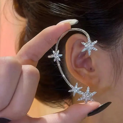 Orecchini a Clip a farfalla con foglia di metallo placcato argento per orecchini da donna senza Piercing gioielli di moda con polsino dell'orecchio in zircone scintillante
