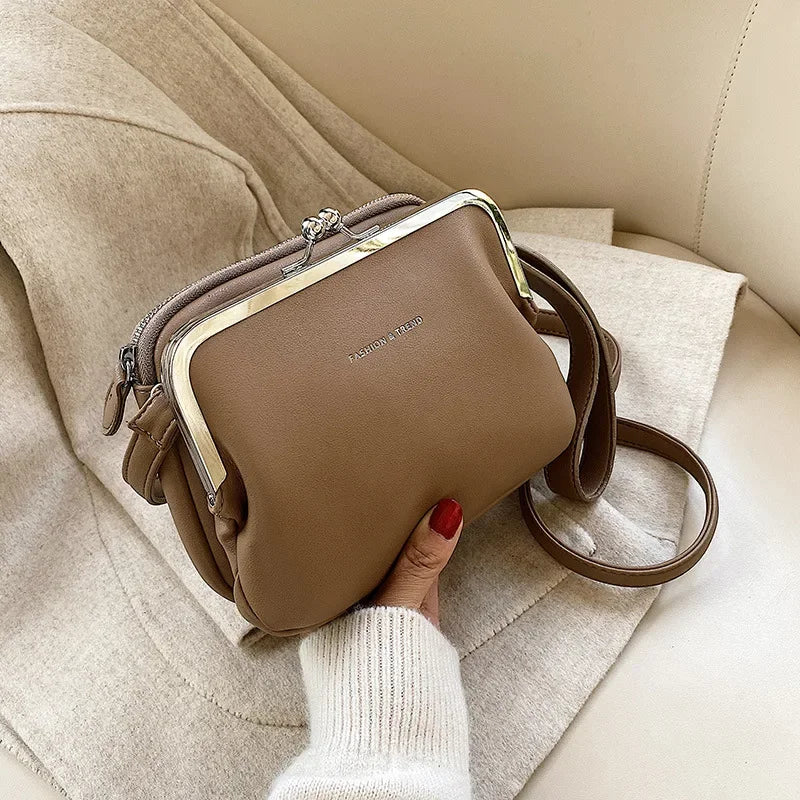 Borsa a tracolla moda primavera estate borse a tracolla in pelle PU femminile semplice borsa a tracolla con Clip a colori solido borsa a mano da donna sac