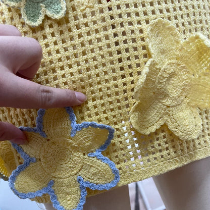 Set di gonne superiori con corsetto da spiaggia lavorato a maglia Set di gonne divise con reggiseno senza maniche con scollo all'americana 3D senza schienale Abiti da donna 2 pezzi Abiti primaverili