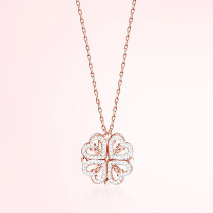 1pc a forma di cuore quadrifoglio ciondolo collana gioielli zircone donne amore catena clavicola regali apribile girocollo gioielli