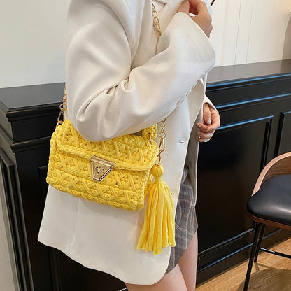 Borsa a Mano da Donna in Maglia Uncinetto, Borsa a Spalla Artigianale in Filato Intrecciato, Borsa Grande Capacità per Spiaggia, Vacanze Estive, Shopping e Viaggi