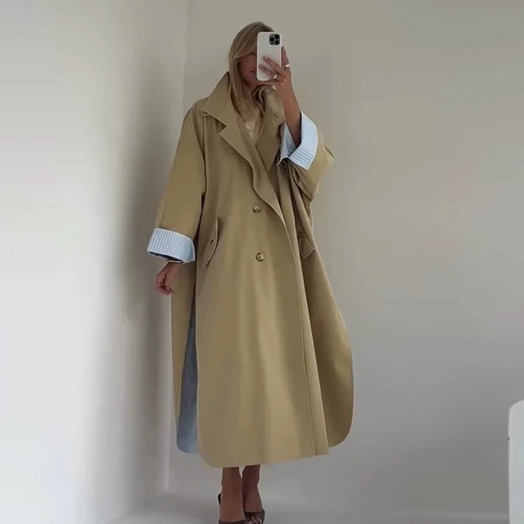 Cappotti lunghi da donna chic, cappotto antivento con colletto alla coreana, maniche lunghe, monopetto, con spacco, autunno 2026, abbigliamento da donna per il lavoro